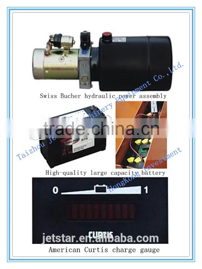 1.5T 4500mm Triple Mast electric pallet Hydraulic fork lift high stacker