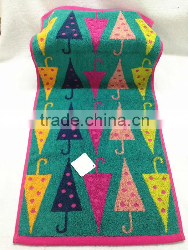 100% cotton yarn dyed jacquard umbrella soft face towel for Korea Market