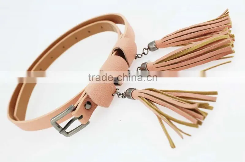 Women's fashion tassel belt with High Quality pu leather & Folk tassels