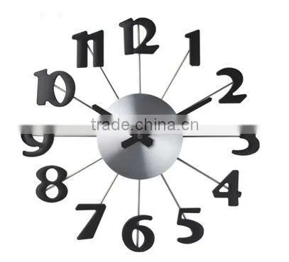 metal wall clock, round clock with big number