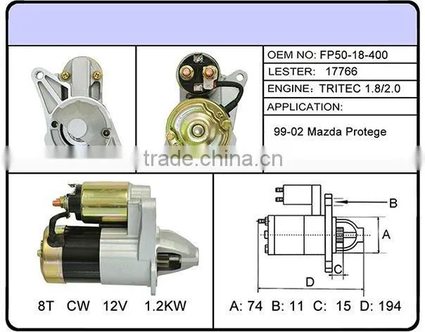 alternators 12v 1.2kwPMGR Mazda Protege 1.8/2.0L w/AT