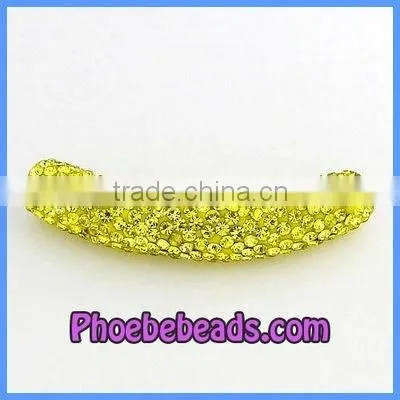 Yellow Rhinestone Crystal Pave Tube Spacer Beads CTB-007