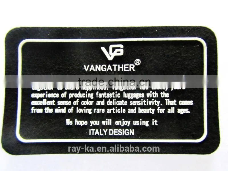 3D faux suede label