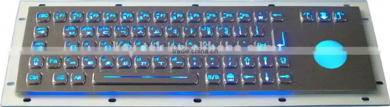 66 keys compact format vandal proof IP65 stainless steel industrial illuminated laptop keyboard