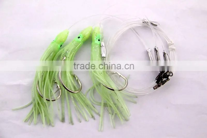 Groper Heavy Duty rigs two or three luminous squids 13/0 recurve circle hooks effective on other deep water fish