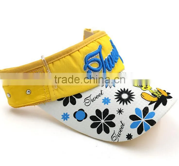 Colorful bright printing and embroidery design sun visor for kids