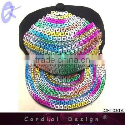 flat rivets hats/caps with colour rivets on brim