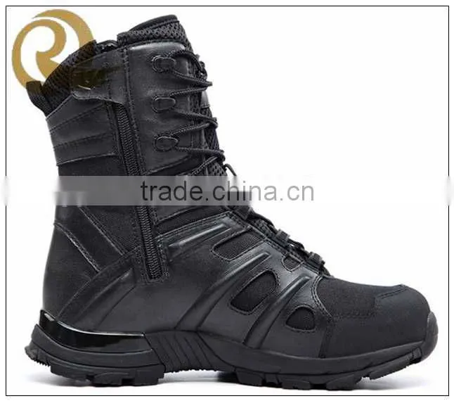 Genuine leather military dms combat boots with side zipper