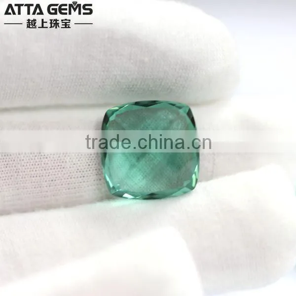 Lab Created Green Quartz 15x15mm synthetic green large quartz crystals