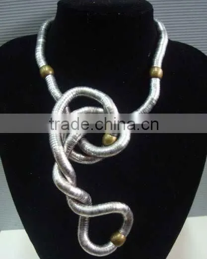 Antique red copper color flexible snake necklace