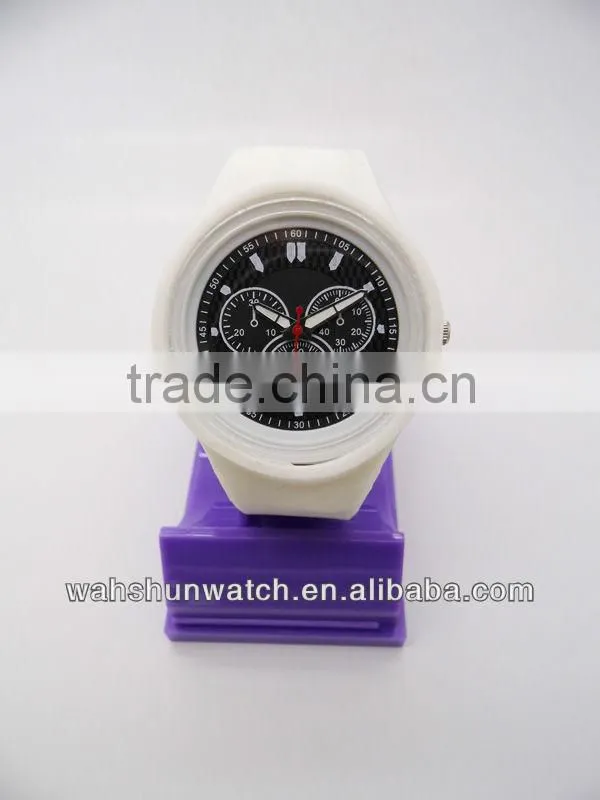 factory custom logo fashion quartz branded silicone wrist white watch with black dial