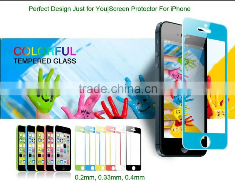 Alibaba Import Fahion New Premium Mobile Accessories 0.33mm Corning Colorful Silk Printing Tempered Glass Scren Protector
