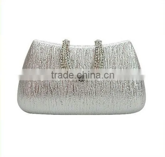 White Metal Frame Evening PU Clutch Bag