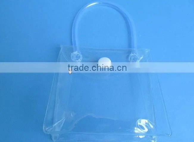 Customized mini plastic travel pocket bag with carrier handle