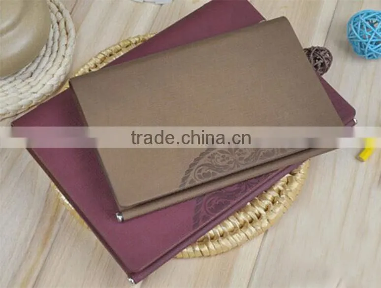 2015 brown or purple leather notebook with embossing pattern