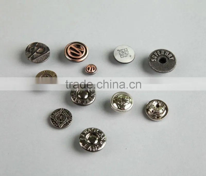 Antique Vintage Custom Round Letter Logo N Metal Decorative Button Snap For Jeans Jackets