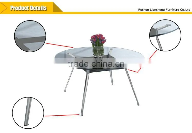 Modern Tempered Round Glass Conference Table Meeting Table