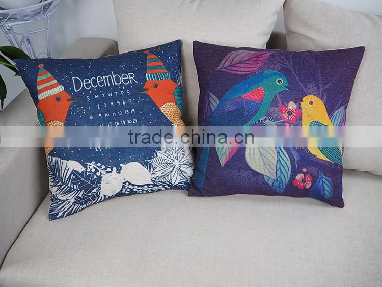 Wholesale housewares bird printed pillow cases cover, square pillow cases 18*18inch