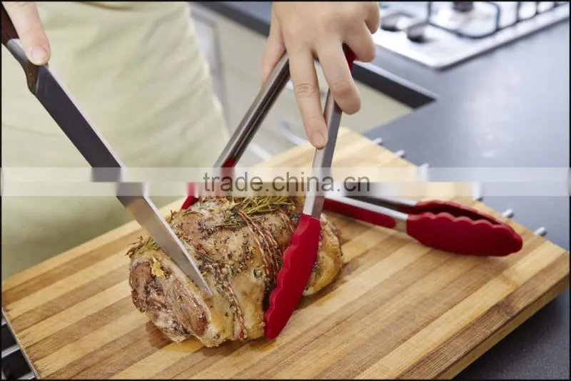 Durable Stainless Steel Silicone BBQ Tongs