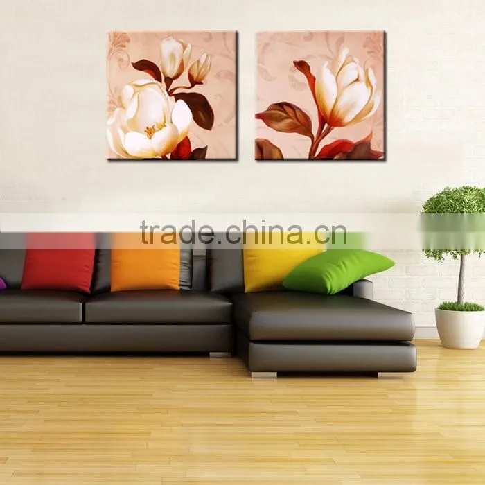 Decorative Wall Pictures White Lotus Canvas Flower Oil Painting for Living Room