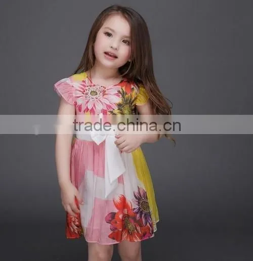 2016 angel dresses for kids flower printed summer baby kids girls dresses