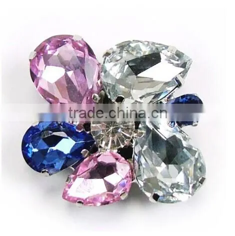fashion custom shoe accessory,rhinestone shoe buckle with flower
