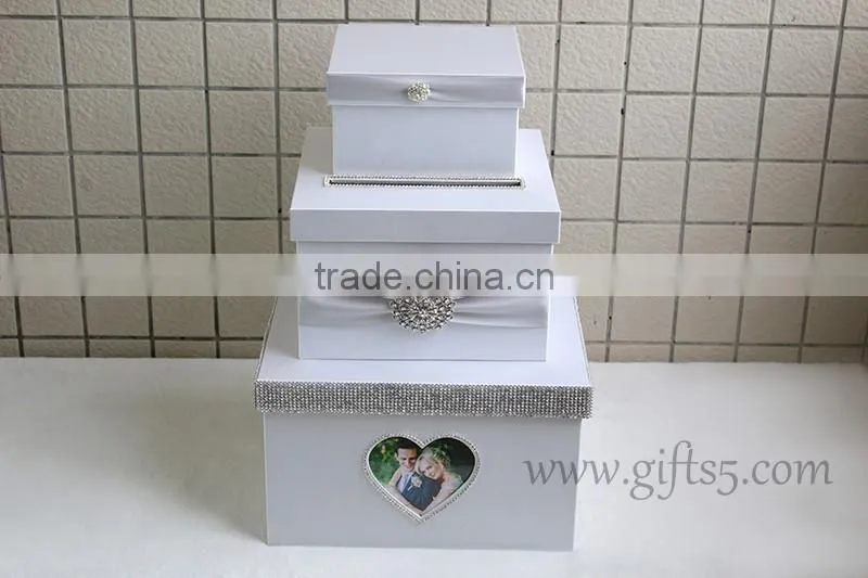 Luxury handmade card boxes for weddings with photo frame