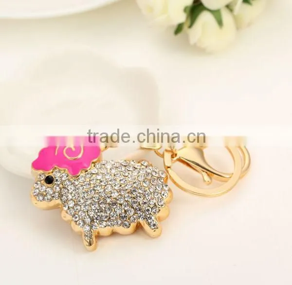 2014 Rhinestone Sheep Cute Animal Keychain , Bag Pendant ZTKC-171