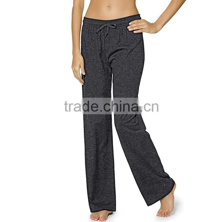 OEM service flat braid grey high waist elasticted loose fit women sports long pants