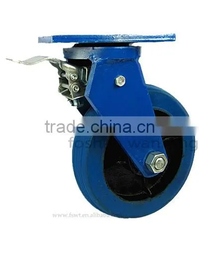 Shock Absorber Heavy Duty Swivel 6" Blue Rubber Caster