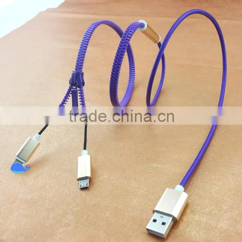 Creative gifts magnetic zipper usb data cable suitable for Iphone and Android