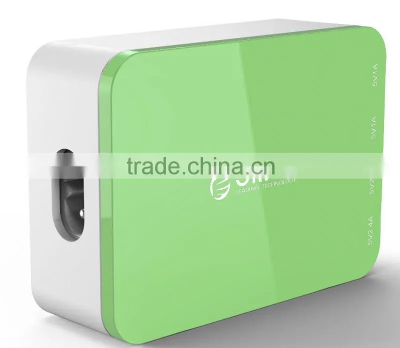 csa-4u 2015 Hot Selling White Light Power Adapter 4 Port USB 2 Round Plug wall charger for Moible