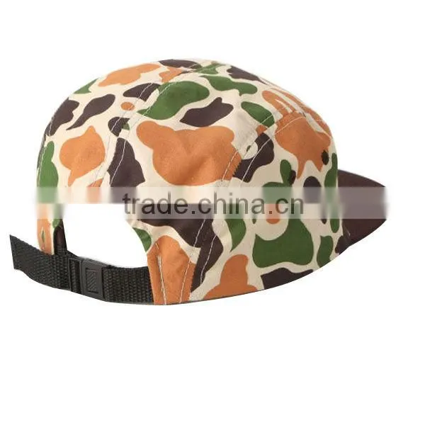 Wholesale high quanlity five panel cap camo flat bill cap camo 5 panel cap