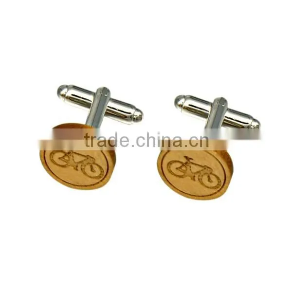 Fashion jewelry mens gift bicycle wooden cufflinks
