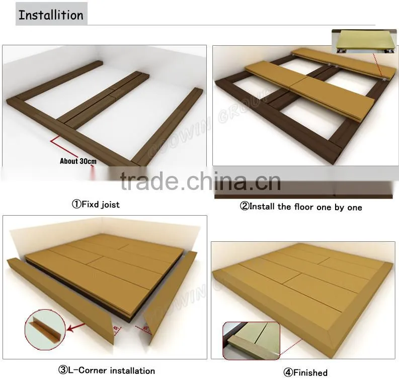 wpc manufacturer motorcycle garage decoration wood villa teak house solid composite decking wood plastic flooring