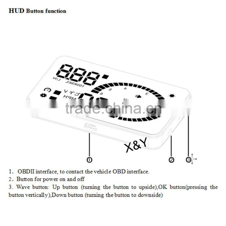 show Rpm Speed Overspeed Warning hud head up display, head up display speed display XY-HUD206