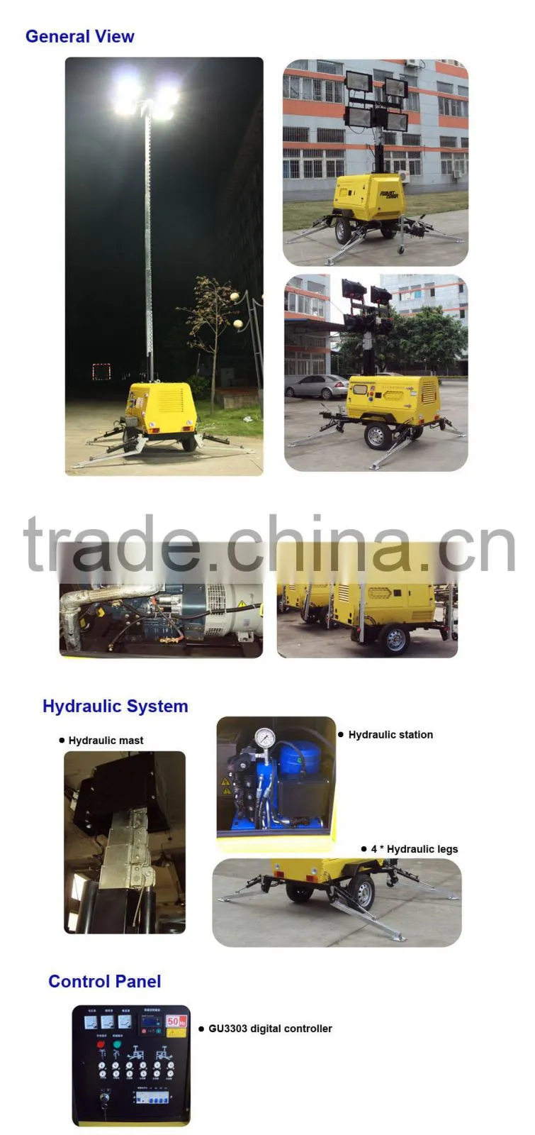 8kW diesel Mobile lighting Tower