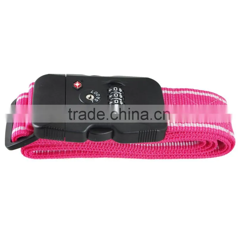 2m 3Dial Combination TSA Black Lock Luggage Suitcase Secure Safe Strap Belt Pink