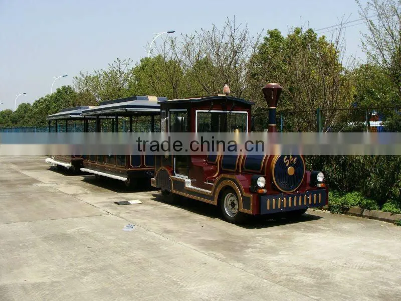 Kids Riding Tourist trackless Train, Plaza train, diesel road train