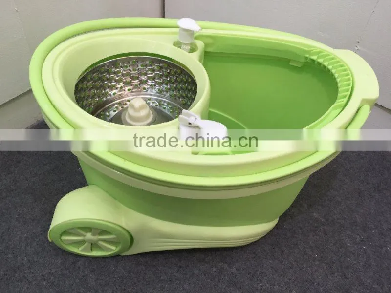 360 SPINNING ROTATING SPIN FLOOR MOP & BUCKET SET + 2 MICROFIBRE CLEANING HEADS