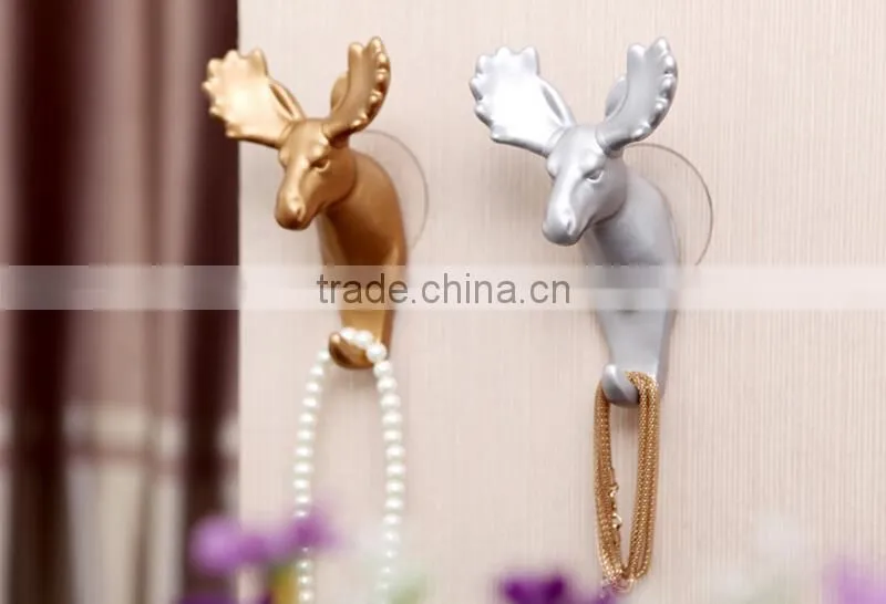 Wholesale Stock Deer Shaped Resin Decorate Sucker Wall Hook