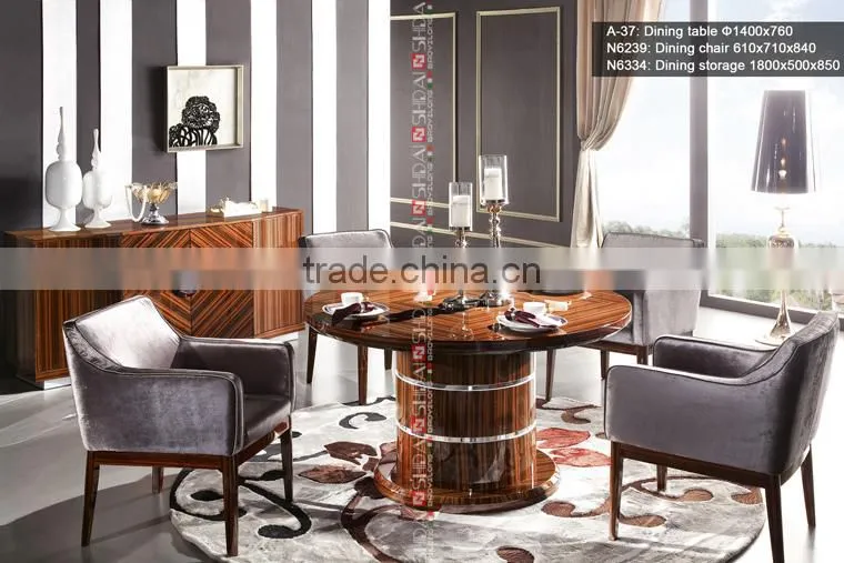 Ebony lacquer dining furniture, Royal dining room furniture, High end furniture dining room sets