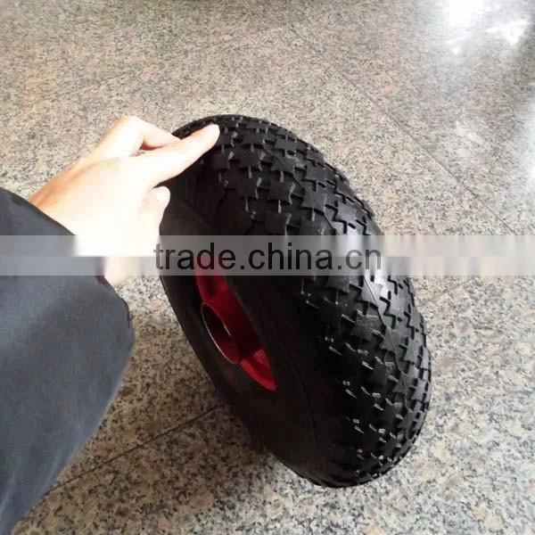 flat free tire 4.00-4/pu wheel