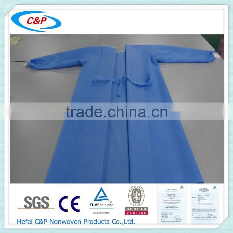 Disposable Sterile Blue SMS Nonwoven Standard Surgical Gown/Reinforced Surgical Gown