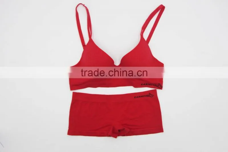 Seamless Women Sport bra set without steel ring Ladies underwears and panties girls bra and boyshort