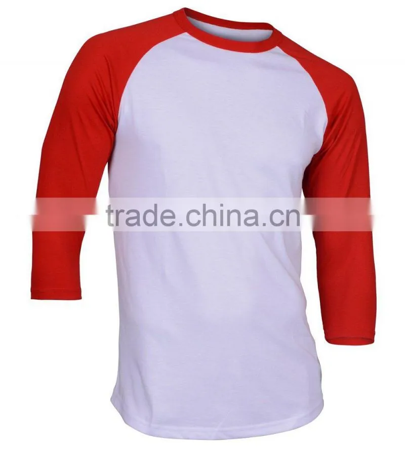 soft cotton plain baseball tee promotional,China Manufacturer raglan 3/4 sleeve t shirts custom made wholesale