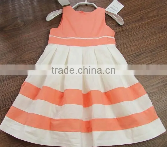 2016 Two color dress polyesrer cotton baby girl summer dress