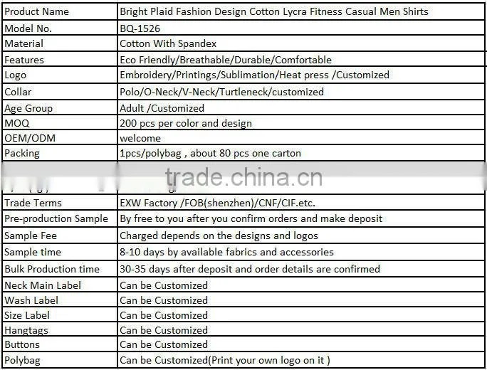 Bright Plaid Fashion Design Cotton Lycra Fitness Casual Men Shirts