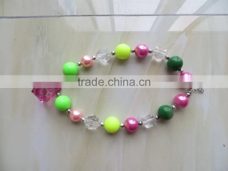 XF-417 Latest baby girls necklace bubblegum necklace candy colored necklace kids boutique fashion jewelry