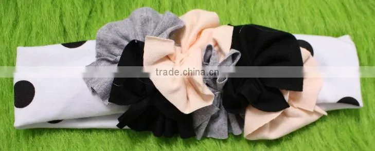 Boutique Stretchy Cotton Flower Headband For Baby Girl Wholesale Children Clothing sets Hairband For KIds